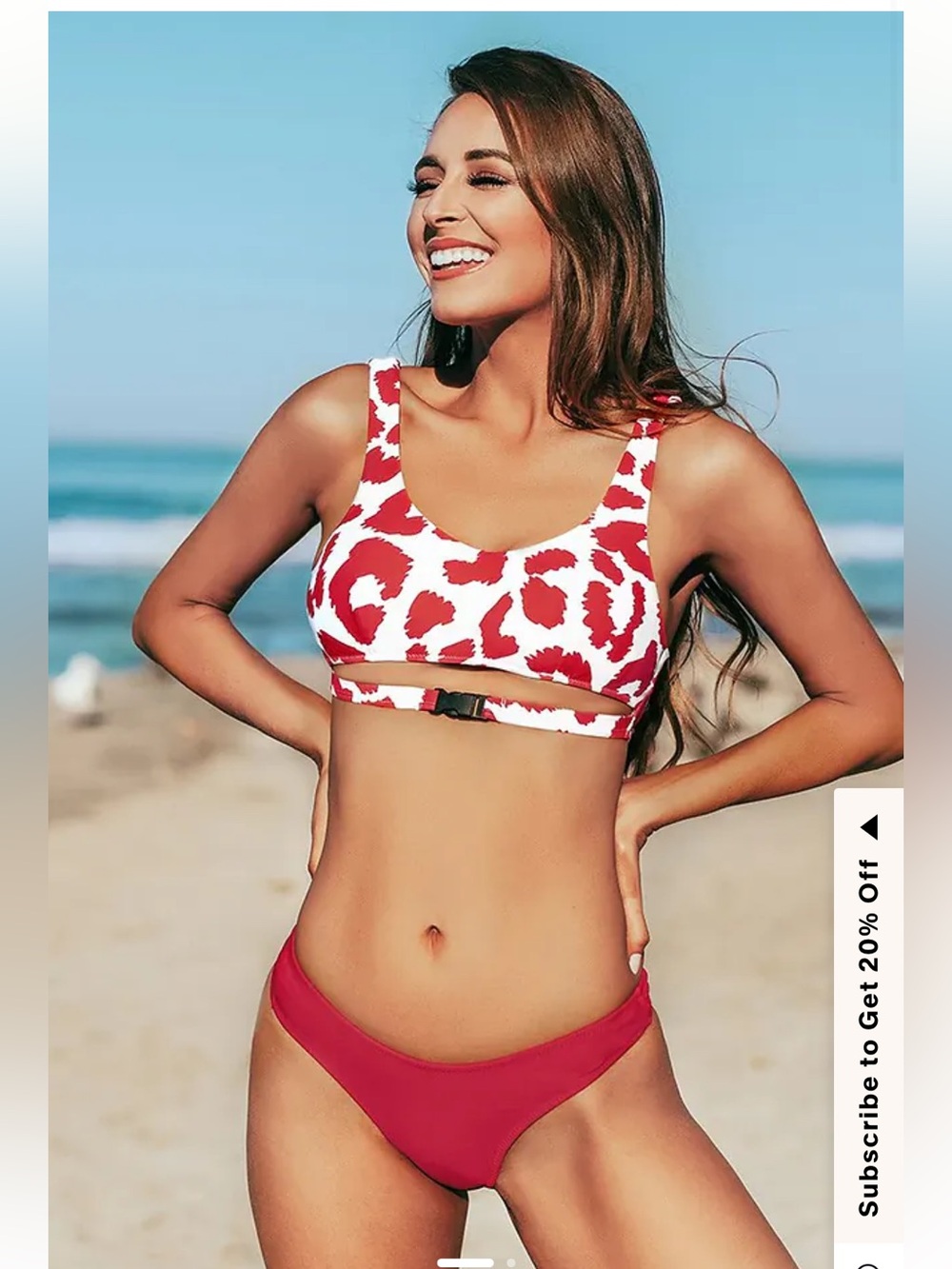 NWT Cupshe Red Leopard Cutout Scoop Neck Bikini Set Size L